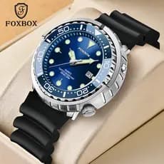 Relógio masculino FOXBOX pulseira de silicone 50m à prova d'água relógio de quartzo