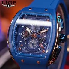 LIGE Novo Relógio Masculino Original Moda Esportivo Para Homens Analógico Quartzo Multifuncional Luminoso À Prova D'água Alarme Pulseira De Silicone De Pulso + Caixa