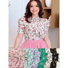 Blusa Feminina Manga Bufante Floral Cód.011 Moda Evangélica