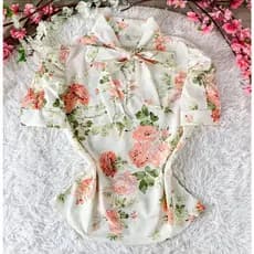 Blusa Feminina Manga Curta Bufante Com Laçinho e Botão Cód.012