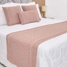 Kit Peseira Tricot Cama Casal Queen Sofisticada + 3 Capas Almofadas