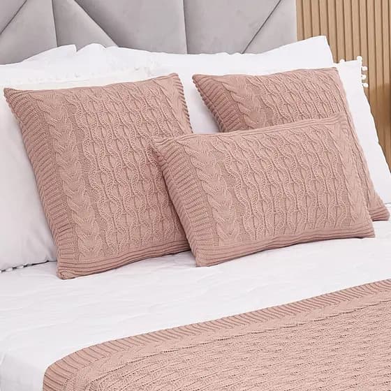 Kit 3 Capas de Almofadas Tricot Decorativa Sofá Cama Sofisticada