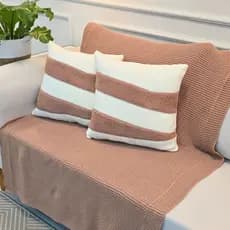 Kit Manta de Tricot Sofá Poltrona 150x100cm Siena Decorativa Sala +  2 Capas de Almofadas 45X45cm