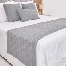 Kit Peseira Manta Tricot Cama Casal Queen King Aran + 3 Capas Almofadas