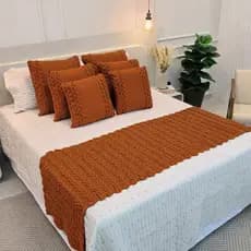 Peseira Manta Tricot Sofá Cama Casal Queen King Aconchego Home Decor - SOMENTE A PESEIRA