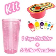 Kit 1 Copo Medidor Graduado De 570 Ml + KIT 6 Colheres Medidora