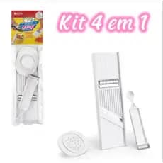 Kit 4 em 1 Descascador  Ralador  de Legumes Frutas Cortador Fatiador Keita