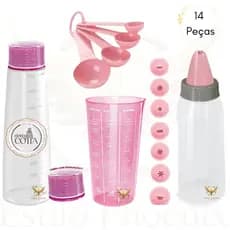 Regador Umedecer massas , Copo Medidor 570ml , Colheres dosadoras , Decorador de Bolo