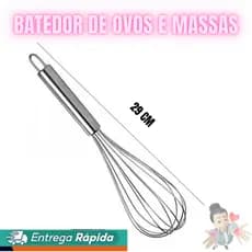 Batedor de Ovos e Massas Para Bolos Em Inox  Fouet Cozinha Profissional