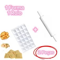 Kit Forma Pastel Mini  Ravioli 24 Cavidades Mais Rolo Massa Reforçado  2 Peças