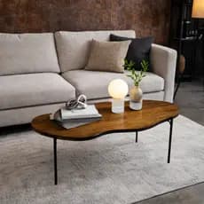 Mesa de Centro Sala Mesinha Orgânica Design Exclusivo Madeira Nobre Tubular para Sofá Auxiliar Decorativa