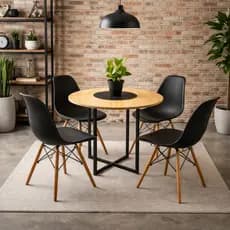 Mesa De Jantar Redonda Para 4 lugares Cadeiras Estilo Industrial Moderna Ideal Apartamento