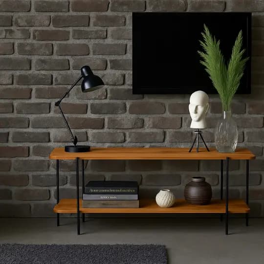 Rack Para Sala Tv 40 Polegadas Estilo Industrial  Escritório Ferro Madeira Moderno Elegante Minimalista 115