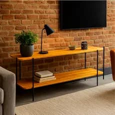 Rack Para Sala Tv 40 Polegadas Estilo Industrial Ferro Madeira Moderno Elegante Minimalista