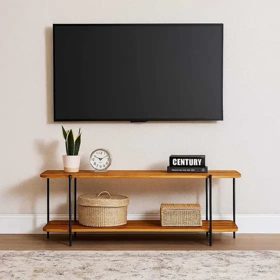 Rack Para Sala Tv 40 Polegadas Estilo Industrial Ferro Madeira Escritório Moderno Minimalista Decor