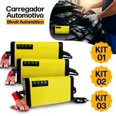 Carregador de Bateria Veicular Automotivo Carro Moto Bivolt Tomada Fonte 12v Cabo Chupeta