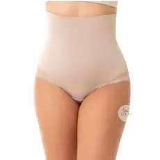 Calcinha Modeladora Cós Alto Suplex Compressão Fio Dental Luxo Feminina Preta Bege Renda