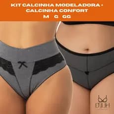 Kit 2 Calcinhas Femininas Suplex Premium – Modeladora + Confort | Tamanhos M G GG | Cores Sortidas
