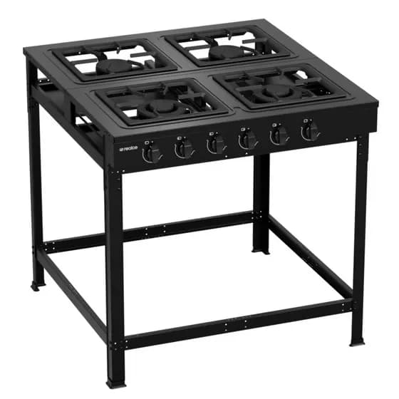Fogão Industrial 4 Bocas Realce Atena a Gás Acendimento Manual - Preto