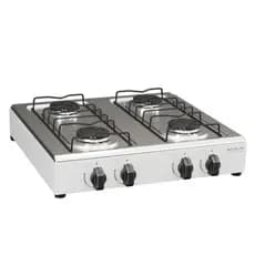 Fogão 4  Bocas  Braslar Asiatico  Branco Mesa em Inox Acendimento Manual