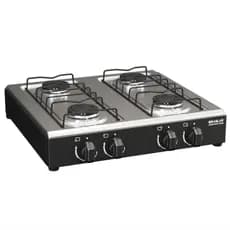 Fogão 4 Bocas Braslar Asiatico Preto Mesa em Inox Acendimento Manual