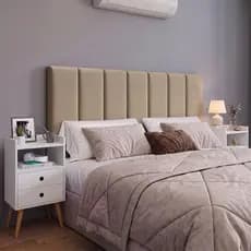 Kit Mesa de Cabeceira Dream com Cabeceira Estofada Modular Casal
