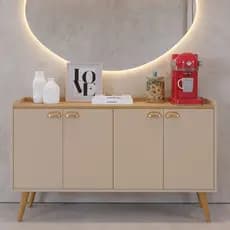 Aparador Buffet Retrô 4 Portas Kiev - Design Elegante e Espaço Funcional