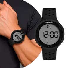 Relógio Digital Preto Unisex com Pulseira de Silicone à Prova D' Água Esportivo Casual Mormaii Original
