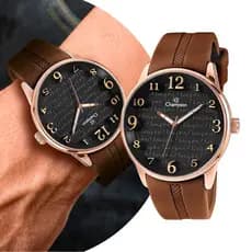 Relógio Masculino Analógico de Pulso com Pulseira de Silicone Marrom com Fundo Preto Luxo Elegante Champion Original
