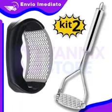 Kit Cozinha Amassador de Batata e Amassador de Alho, Premium - Utensílios para Cozinha Inox