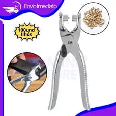 Alicate Para Colocar Ilhós Manual + 100 Ilhoses Dourados
