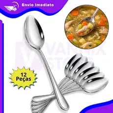 Jogo de Talheres 12 Colheres de Mesa Aço Inox Premium Resistente Cozinha Restaurante