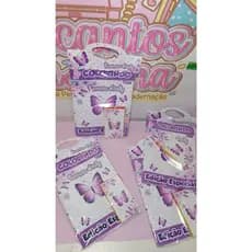 Kit de Colorir Giz de Cera Borboletas Lilás Personalizados | lembrancinhas | Festa | Aniversário | Pintura