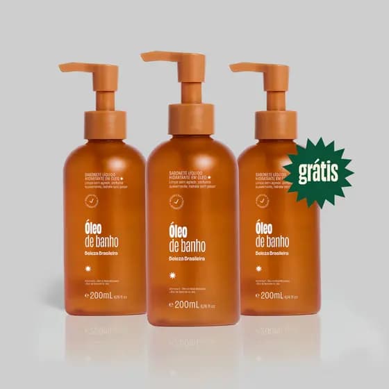 Kit 3 Óleos de Banho Hidratante Corporal 200ml Rosa Mosqueta Vitamina E Nutrição Intensa Beleza Brasileira