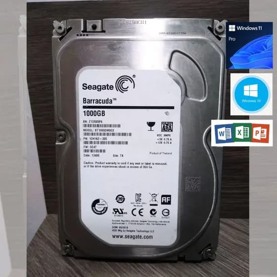 HD 1TERA Seagate Barracuda!! W10 ou W11 + Office!! Testado e funcionando!