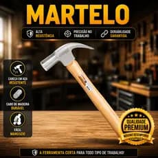 Martelo Unha Aço Forjado Cabo De Madeira Cabeça de 27mm Profissional Resistente Carpinteiro