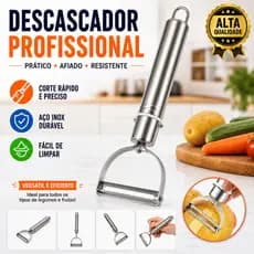 Descascador Inox Multiuso Legumes Frutas Cozinha Prático Batata Cenoura Compacto Resistente