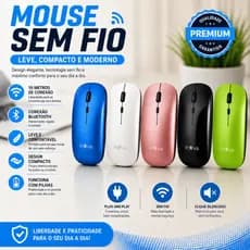 Mouse Sem Fio Wireless Dual Mode Bluetooth Modo Duplo Clique Silencioso Mac Notebook Ergonômico