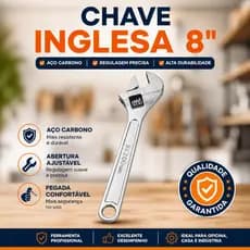 Kit Chave Inglesa 8 Polegadas 200mm Abertura Ajustável Aço Forjado Universal Resistente Reforçada