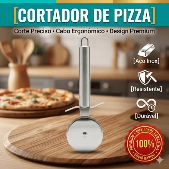 Cortador Pizza Carretilha Aço Inox Profissional Massa Fresca Pastel Resistente