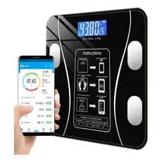 Bluetooth Balança Digital Corporal com Bioimpedância, suporta 180kg, mede peso e composição corporal por bioimpedância