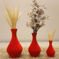 Kit Vasos Decorativos Luxo Vermelho em Espiral - Jarro Decoração