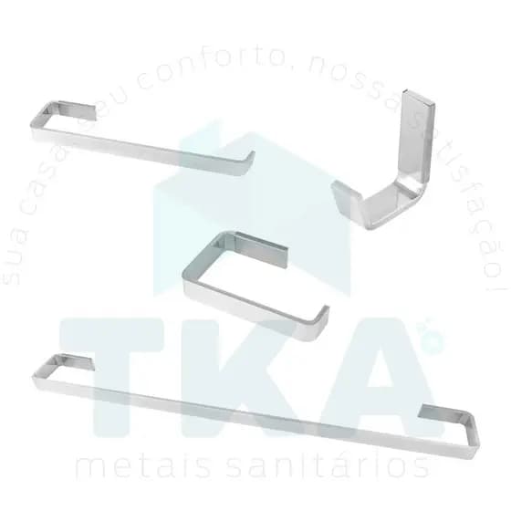 Kit Acessorios Para Banheiro Quadrado 4 Peças Cromado Luxo