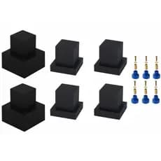 Kit de 6 Acabamentos para Registro Quadrado Preto Fosco – 1/2", 3/4", 1" a 2" Padrão Deca