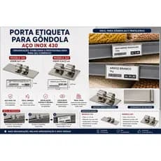 kit 12 Porta Etiqueta para Gôndola Aço Inox 430 | Modelos 3x11cm e 4,5x7,5cm