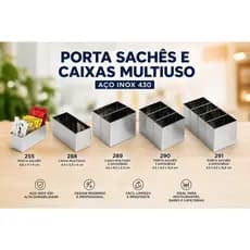 kit 6 Porta Sachês Inox 430 Modelos 255 288 289 290 291 Organizador Mesa Restaurante Bar