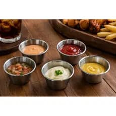 kit 6 Molheira Redonda Inox 304 40ml Porta Molho Pequena para Lanches Porções Hamburgueria Restaurante