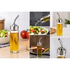 kit 12 Galheta para Azeite e Vinagre 100ml em Vidro com Bico Dosador Inox 430