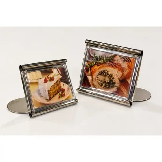 kit 12 Display de Mesa em Aço Inox 430 Porta Preço Etiqueta Identificação para Buffet Restaurante Padaria
