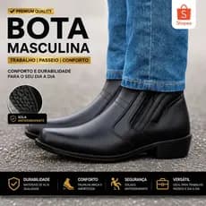 Botina Zíper Masculina Escrete Couro Trabalho Preço de Fábrica ENTREGA IMEDIATA